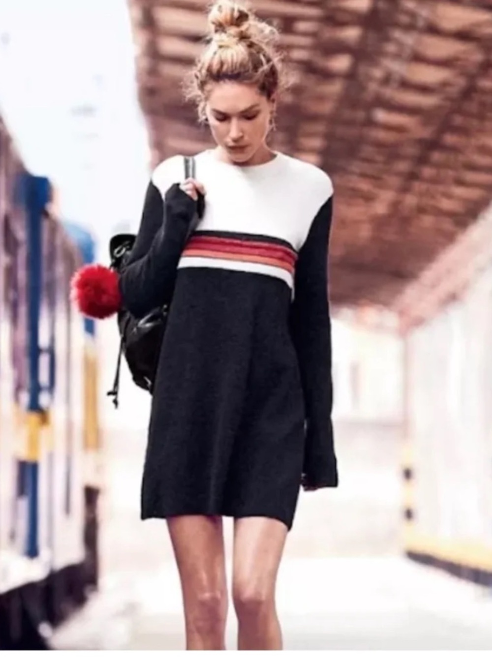 Free People Colorblock Sweater Mini Dress